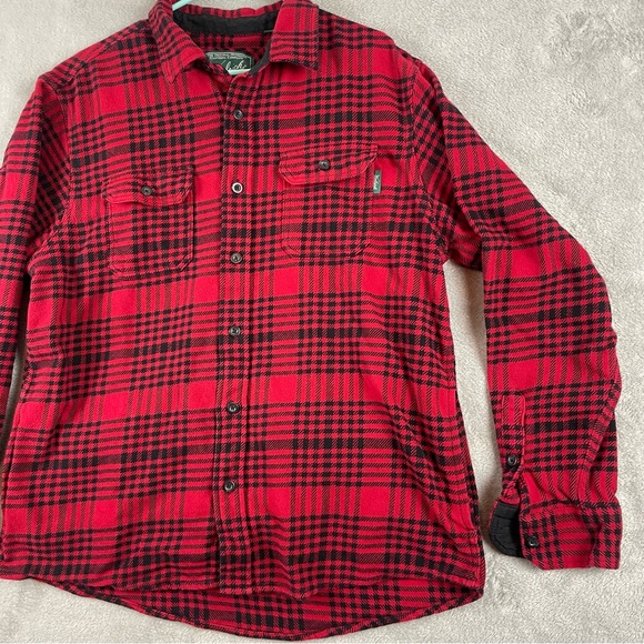 Woolrich Shacket Mens XL Red Plaid Check Flannel Button Up Long Sleeve Pockets - Picture 5 of 15